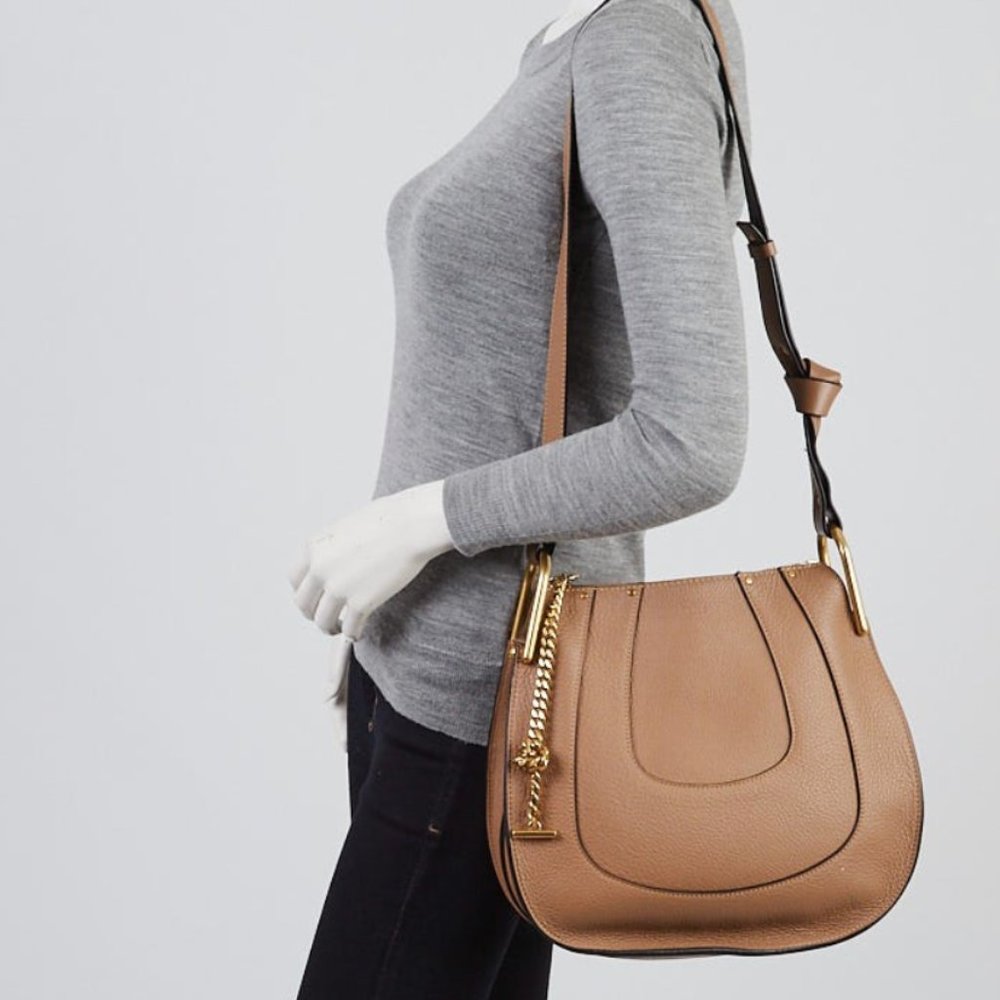 CHLOE Brown Leather Small Hayley Hobo Shoulder Bag